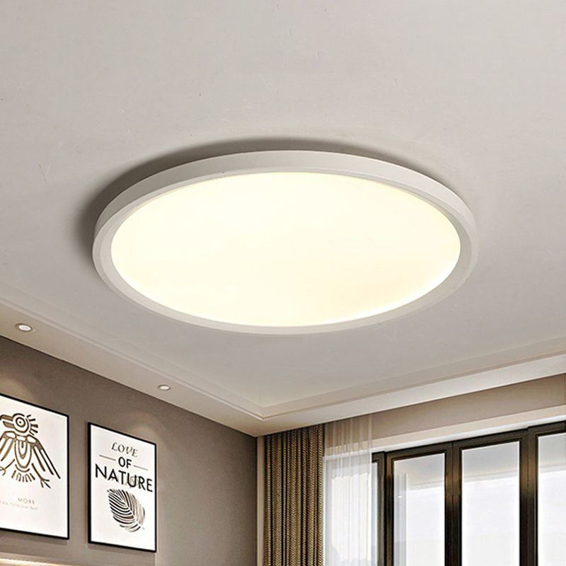 Minimalist White Disc Flush Light 16"/19.5"/23.5" Dia Super Thin Acrylic LED Ceiling Lamp in Warm/White Light/Remote Control Stepless Dimming