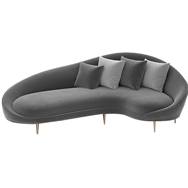 Solid Color Curved Loveseat Stain Resistant Sloped Arms Sofa