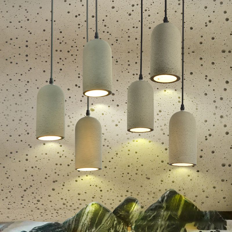 Nordic Style Gray Pendant Light with Shade 1 Light Cement Ceiling Lamp for Cloth Shop