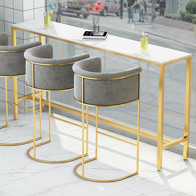 White Stone Bar Table Traditional Luxury Bar Table with Gold Base