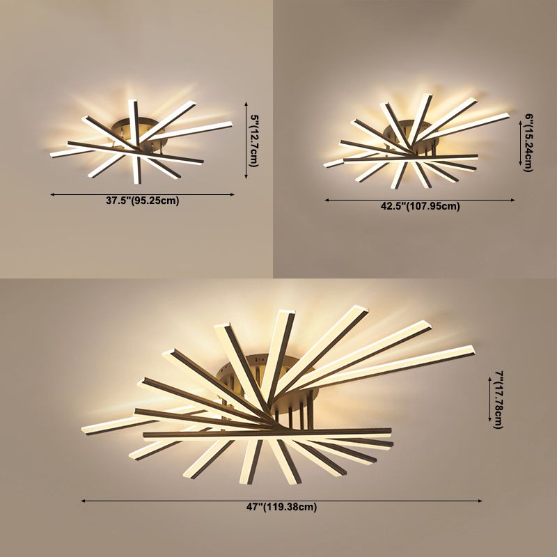 Line Shape LED Ceiling Lamp Modern Iron Flush Mount for Bedroom