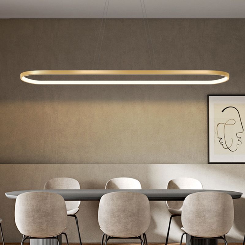 Estilo moderno forma lineal colgante metal luz 1 accesorio de iluminación colgante de luz en oro