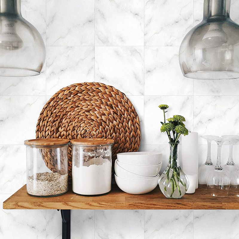 Contemporary Faux Marble Wallpaper Panels PVC Stick On White Wall Decor for Home