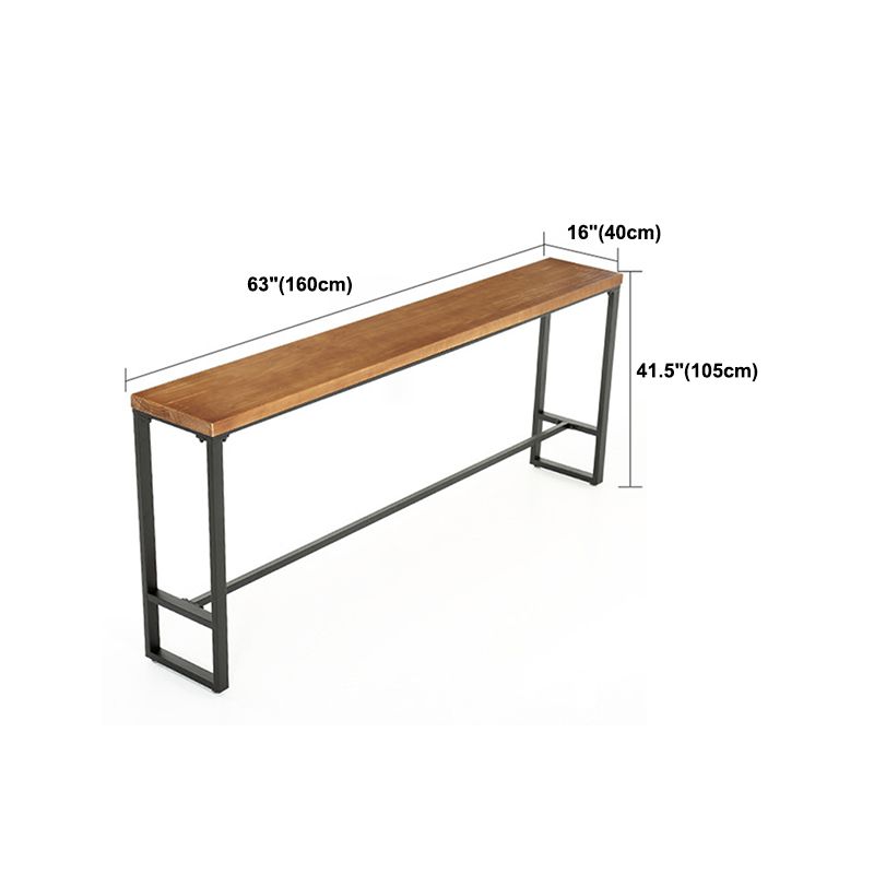 Contemporary Pub Table Solid Wood Rectangle Bar Table for Small Places