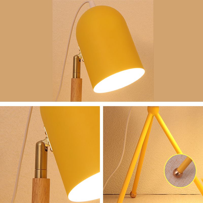 Macaron Tripod Table Light Metallic 1 Bulb Dorm Room Reading Book Lamp with Dome Shade