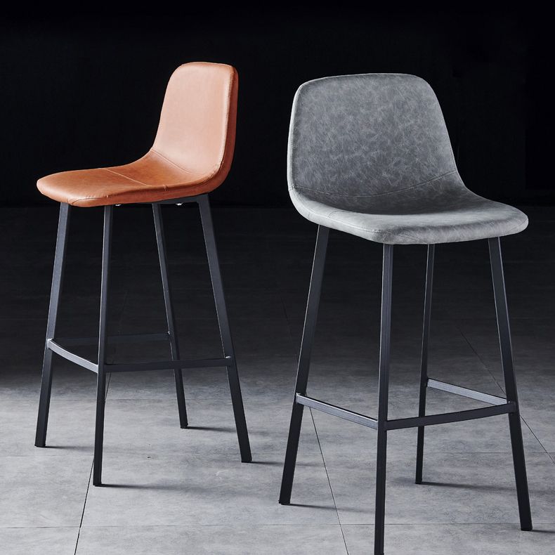 Industrial Style Low Back Bar-stool PU Leather Bar Stool with Metal Legs