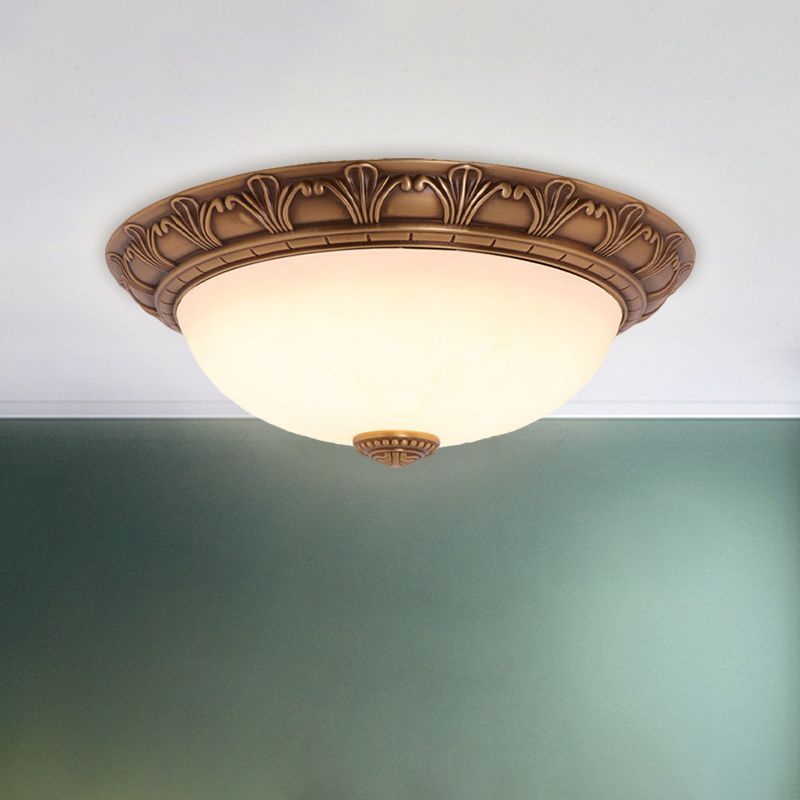 Crema Glass Domed Rush Mount Campiña 4/3/2 Bulbos Brass Techo fixture for Corridor, 12.5 "/16" /21.5 " O