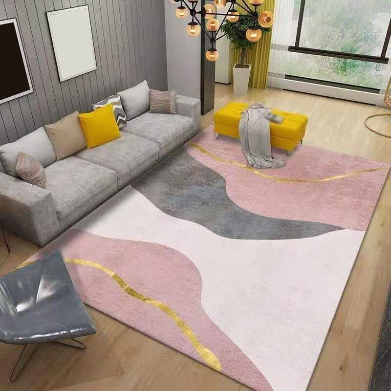 Light Brown Modern Rug Polyester Color Lump Rug Non-Slip Backing Rug for Living Room