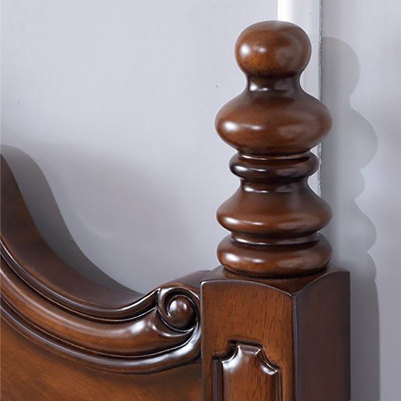 84.65 inch Wide Rustic Bed Frame Rubberwood Panel Bed with Headboard