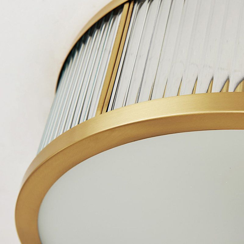 Colonial Classic round plafonnier cuivre intérieur encastré avec abat - jour en verre transparent