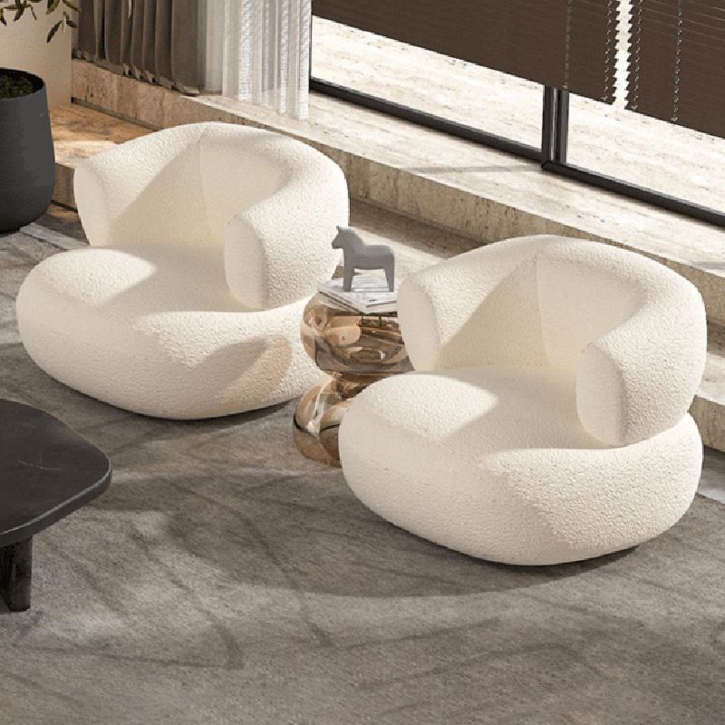 Wool Contemporary Curved Sofa Sloped Arm Sofa for Living Room