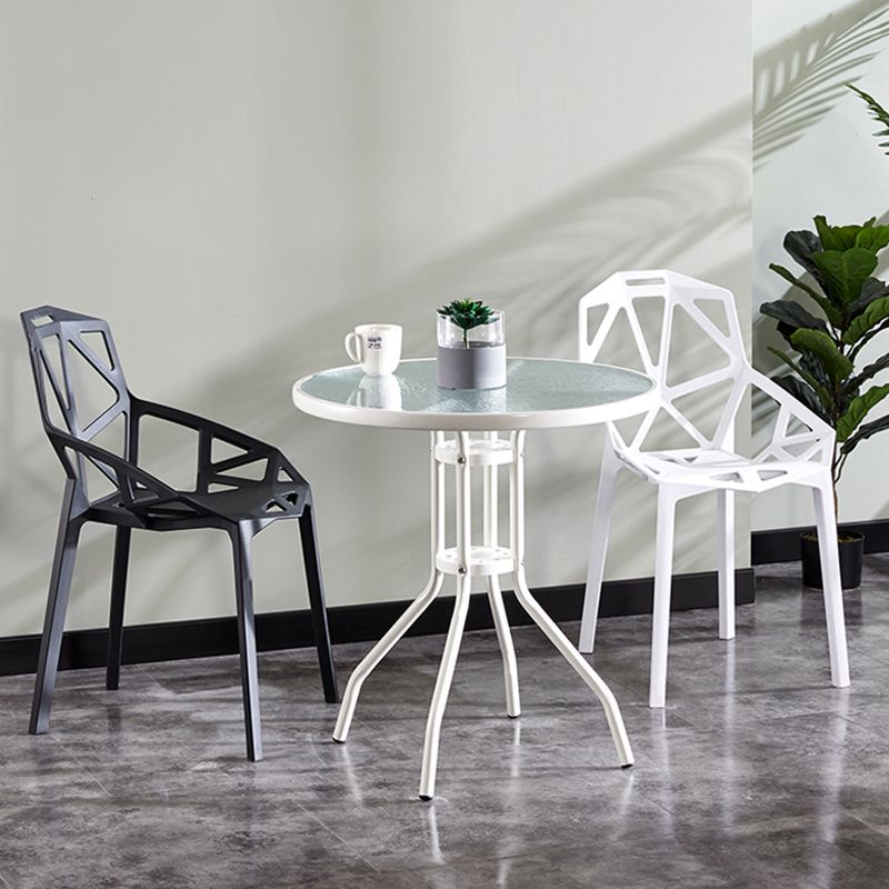 Round Shape Modern Style Dining Table Transparent Fixed Table of Glass