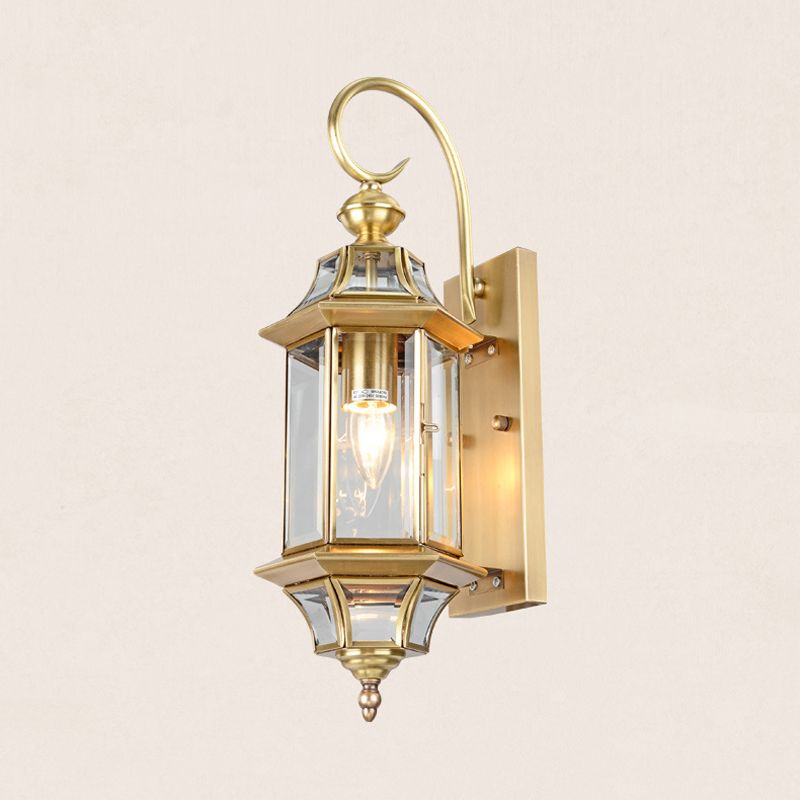 Geometric Shape Glass Wall Lighting Industrial Style 1 Light Wall Mounted Light in Gold
