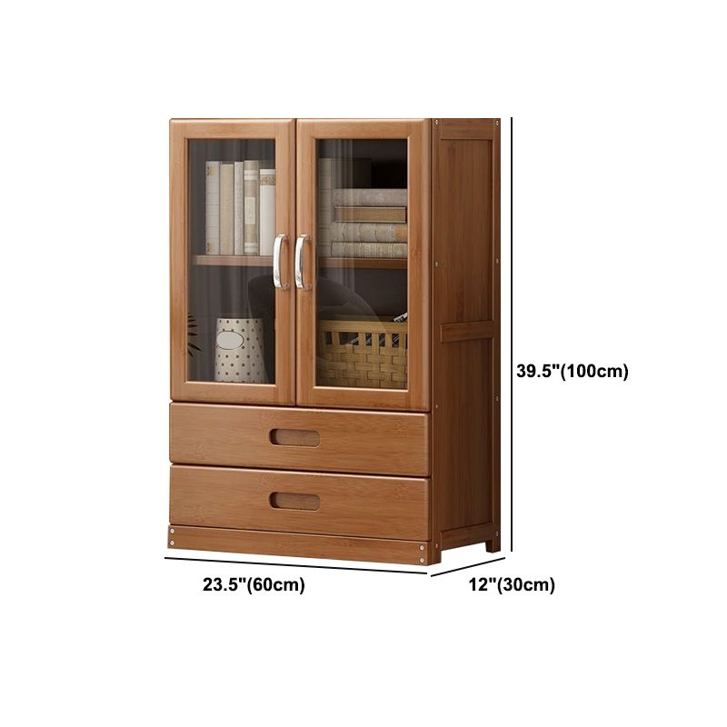 Manufactured Wood Standard Bookshelf Brown Vertical Bookcase with Door and Drawer