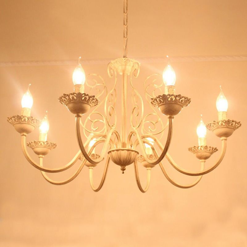 8-Lights Metal Hanging Ceiling Light Modern Style Curved Arms Suspension Pendant Light