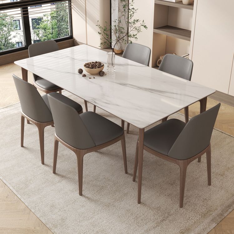 Modern 1/4/5/6/7 Pieces Dining Set Sintered Stone Dining Table Set with Wood Legs for Home