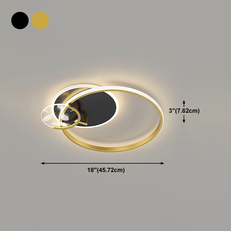 Modern Feather Ceiling Light Metal Geometric LED Flush Mount Light for Living Room