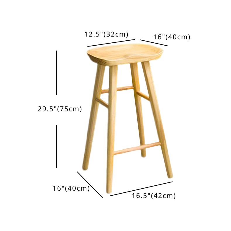 Modern Style Wood Saddle Seat Barstools Backless Stools with Wood Legs