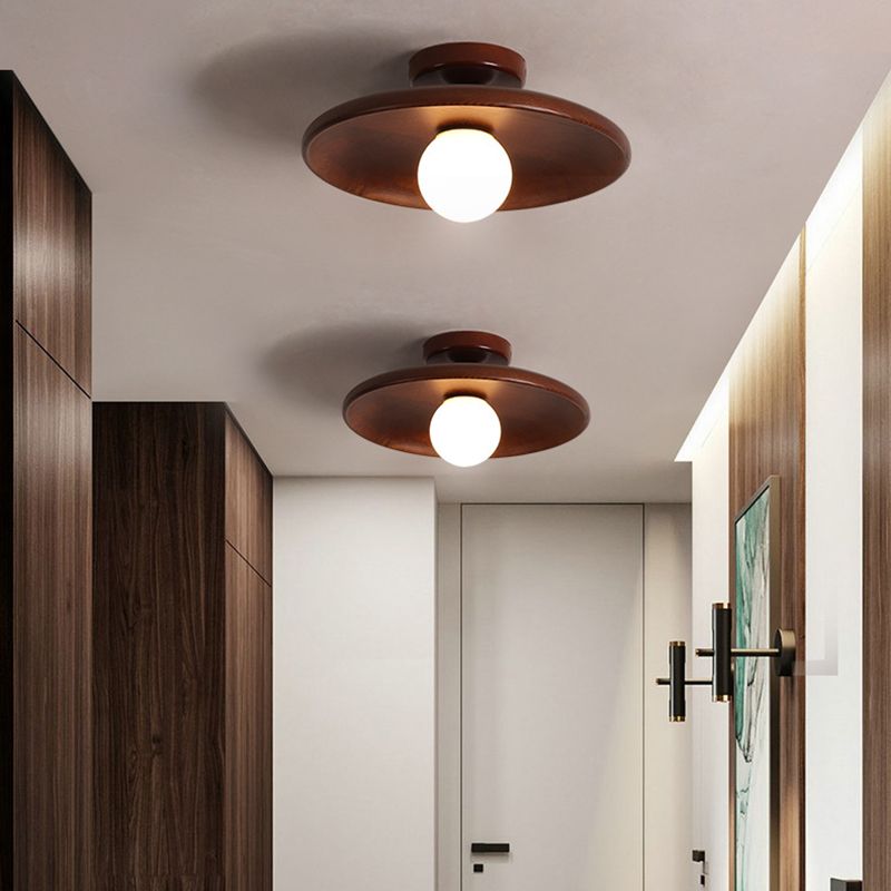 Japanese Style Wooden Ceiling Light Circle Shape Ceiling Lamp for Bedroom