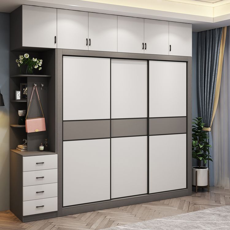 Contemporary Style Wooden Wardrobe White Colour Soft Close Door Wardrobe Closet