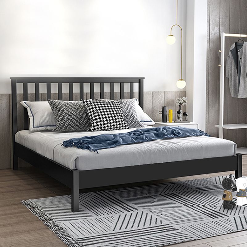 Modern Solid Color Open-Frame Bed with Rectangular Headboard