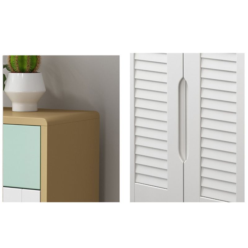 39.37" Tall Gold/Gray Accent Cabinet Rubberwood Cabinet with Drawers