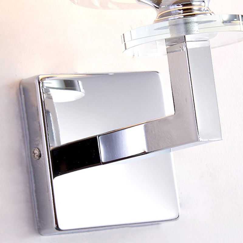 Cylindrical Grey Glass Wall Sconce Modernist 1 Light Chrome Wall Light Fixture with 1 Switch/2 Switches/No Switch