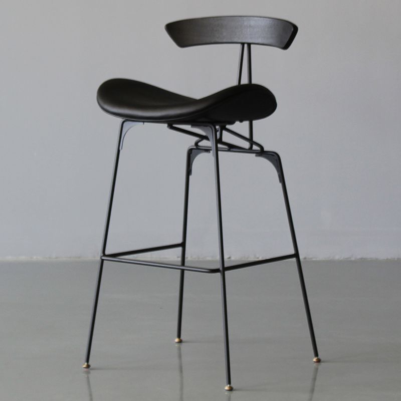 Modern Style Counter Stool Faux Leather Saddle Seat Bar Stool for Indoor