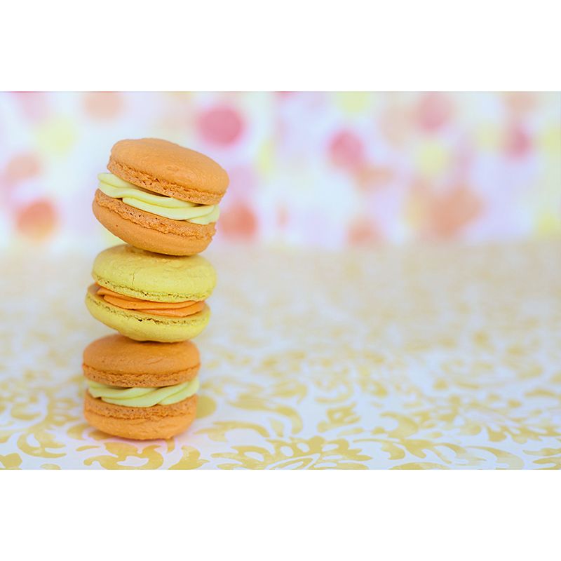 Macaron Dessert Mural Wallpaper for Cake Shop Moisture Resistant, Custom Size Available