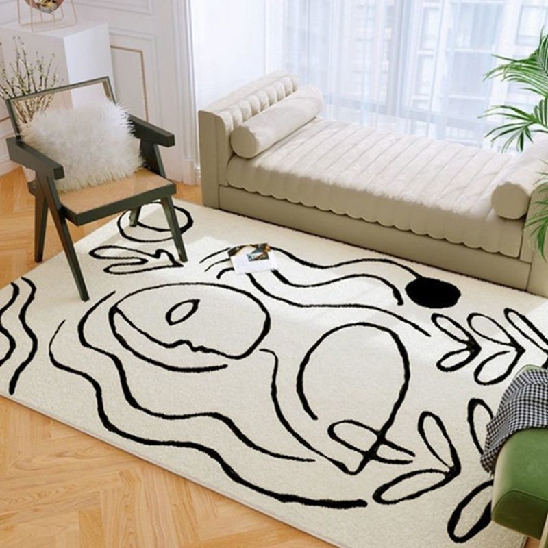 Black Modern Carpet Polyester Striped Carpet Non-Slip Backing Carpet for Living Room