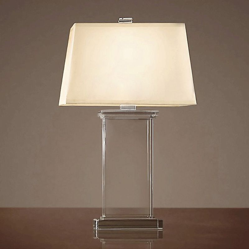 Compito rettangolare luce contemporanea cristallo chiaro 18 "/22" largo 1 lampada da scrivania bianca