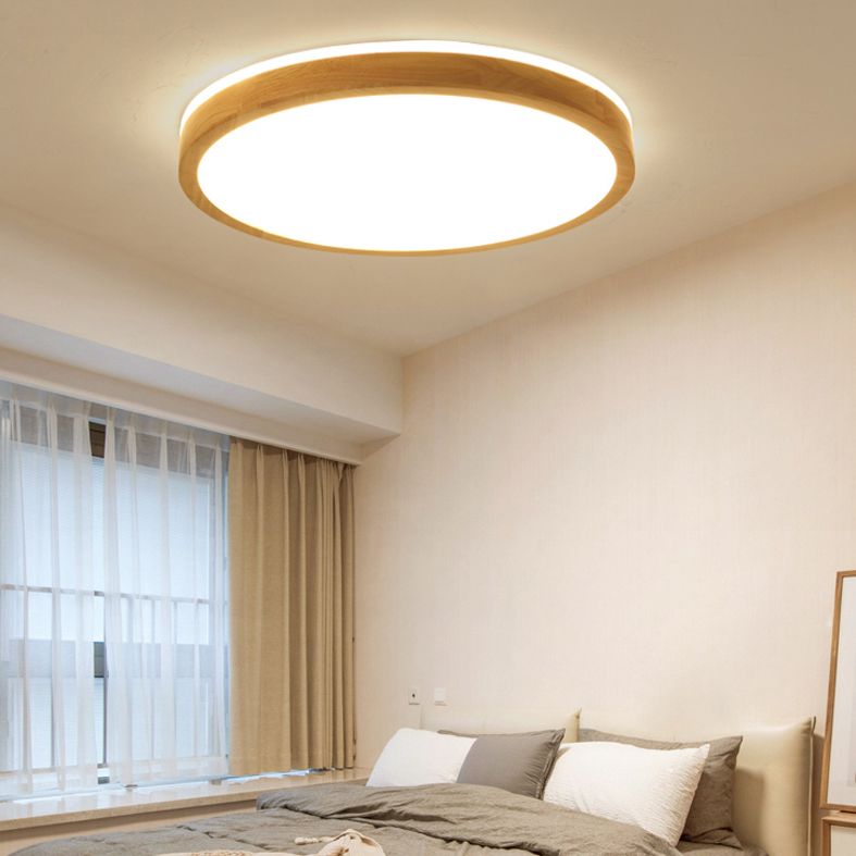Simple Circular Flush Mount Ceiling Light Fixture Wood Flush Mount Fixture for Bedroom for Bedroom