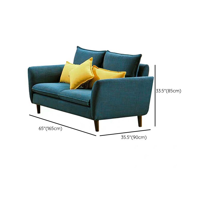 Standard Flared Arm Sofa Fabric Slipcovered Sofa with Wood Accent