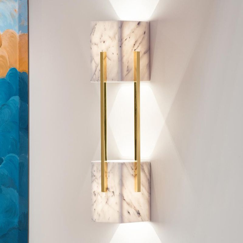 Lámpara de pared de la pared de doble cubo doble cubo de 5 luces con barra de oro de metal con barra de oro de metal