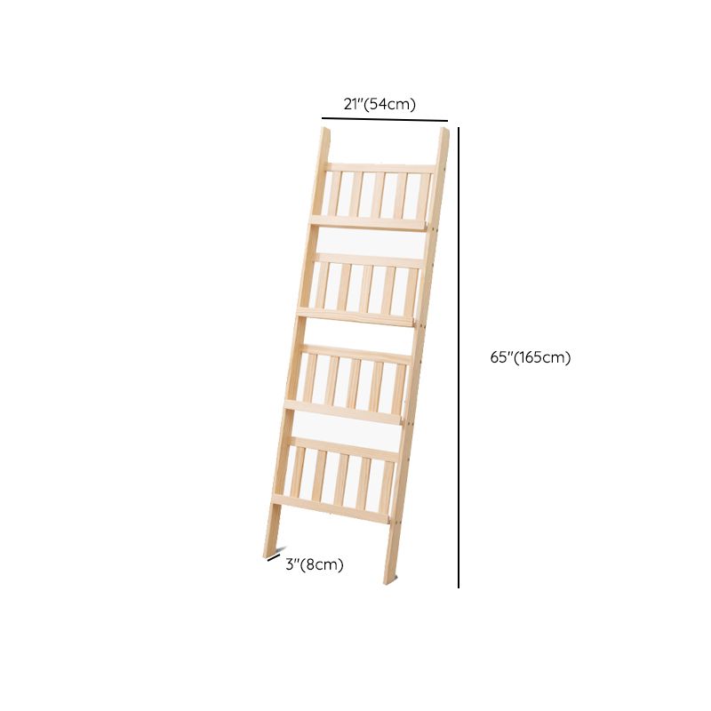 Modern Style Solid Wood Bookshelf Open Back Ladder Bookcase for Home