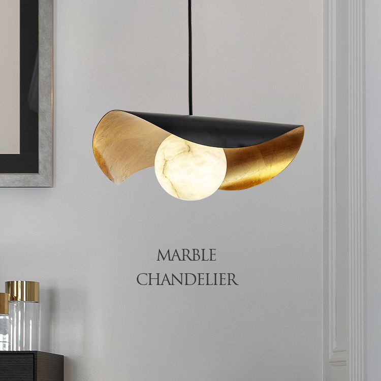 Contemporary Pendant Light 1-Light Hanging Ceiling Light Black for Bedroom