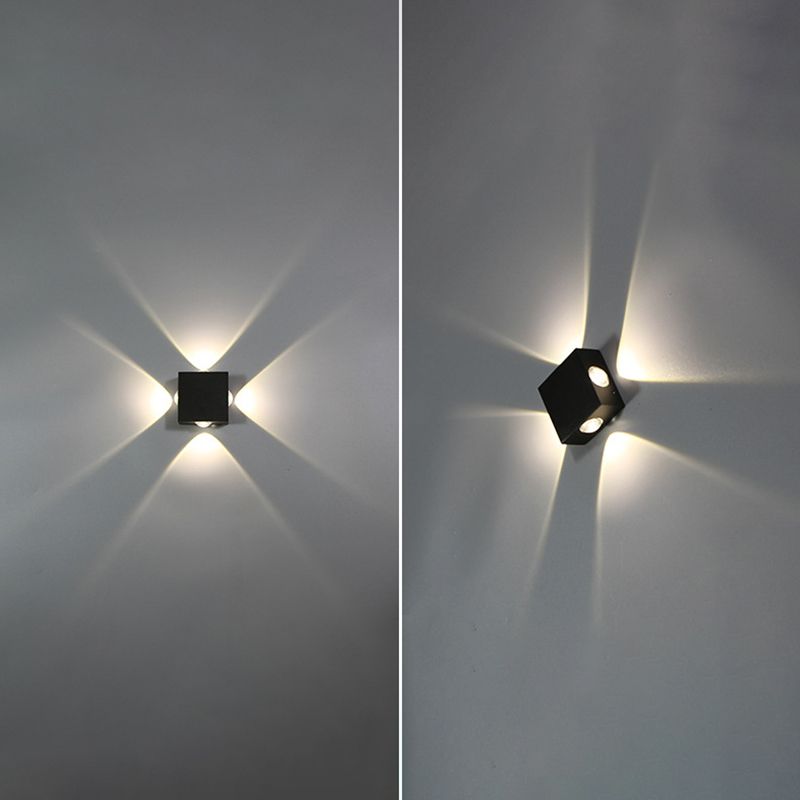 Black Geometric LED Wall Lamp in Modern Concise Style Aluminium Wall Sconce with Glass Shade