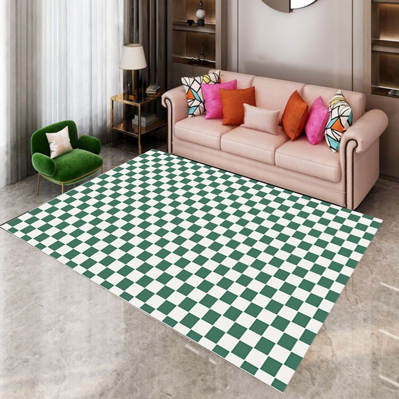 Fancy Plaid Print Area Rug Modern Polyester Area Carpet Non-Slip Backing Rug for Drawing Room