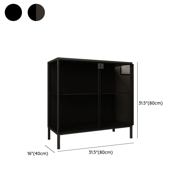 Modern Curio Cabinet Metal Display Cabinet with Doors for Dining Room