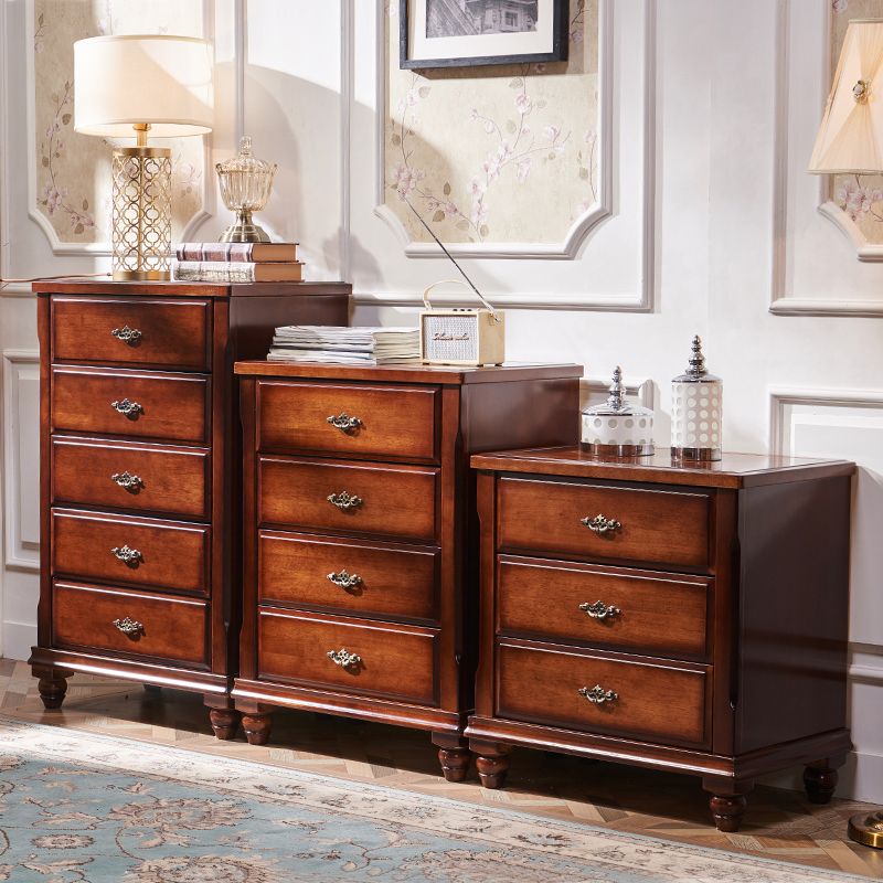 Vertical Rubber Wood Bedroom Storage Chest Traditional Chest with Drawers