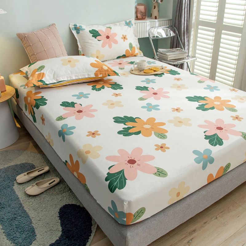 Printed Wrinkle Resistant Fitted Sheet Breathable Cotton Fitted Sheet