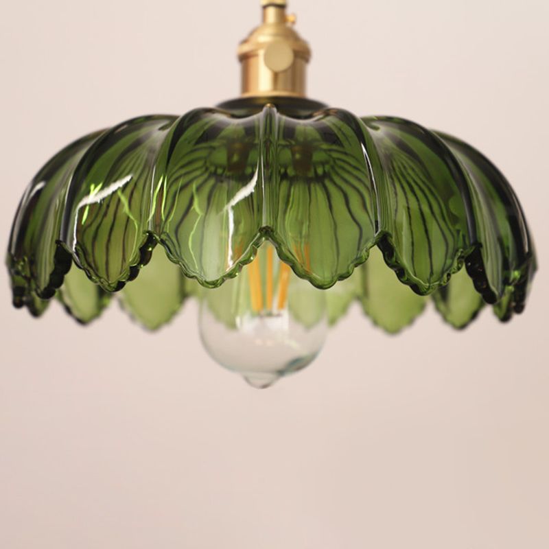 Hanging Pendant Light Vintage Style Glass Petal Hanging Light Fixture for Bedroom