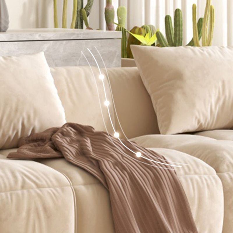 L-Shape Velvet Sectional with Recessed Arm and Pillow Back for Apartment