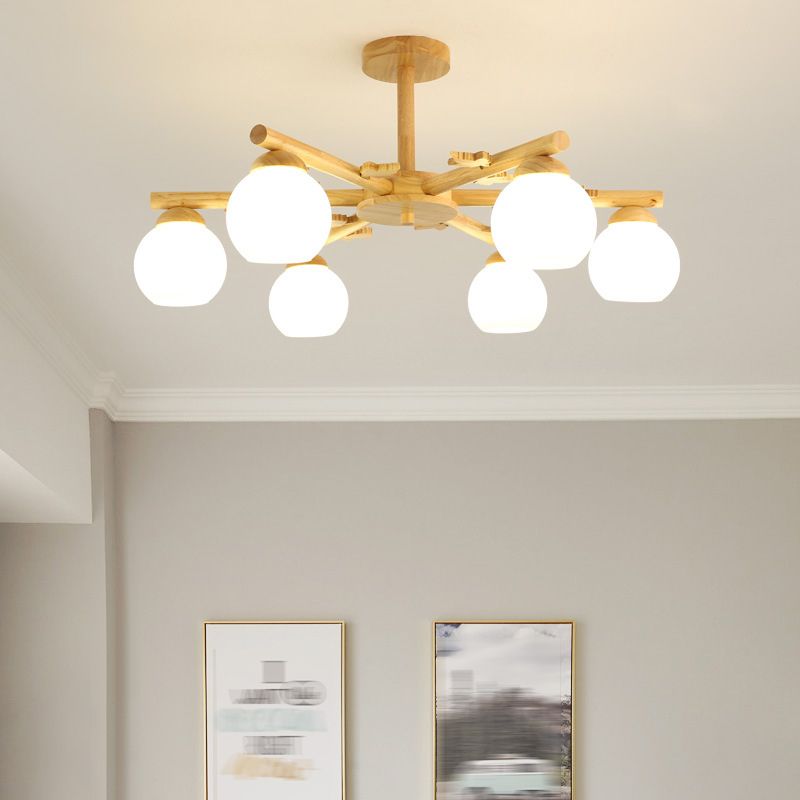 Rami sferici multi chiaro luci appese a sospensione moderna illuminazione sospesa in legno per camera da letto