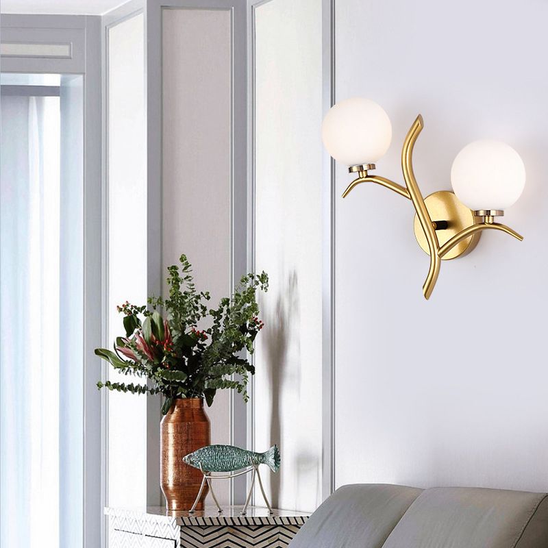 Glass Ball Shade Wall Lighting Fixtures Simple Wall Light Sconce for Bedroom