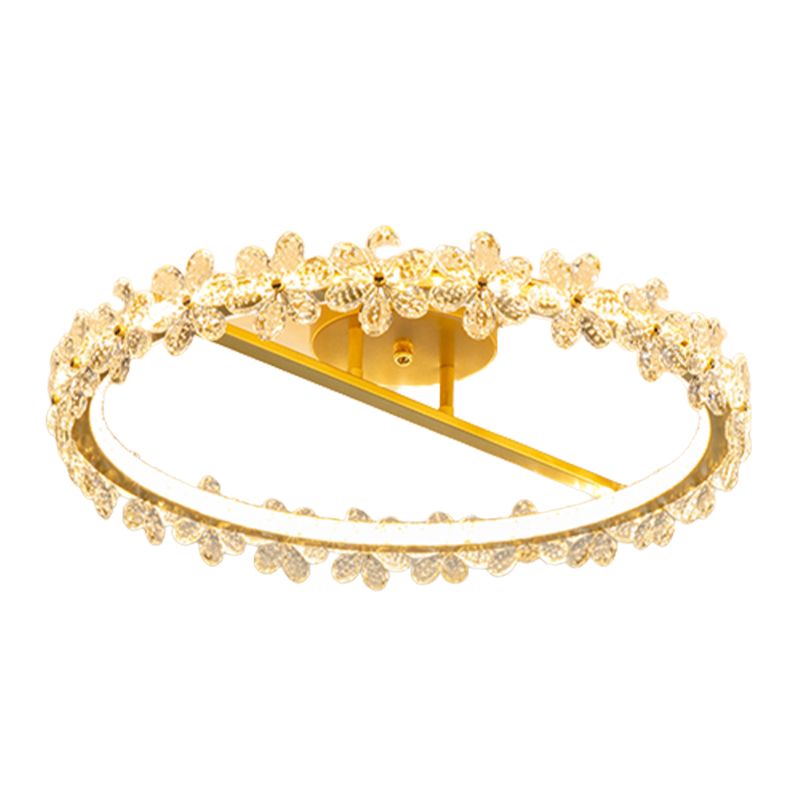 LED Modern Crystal Flush Mount Circle Shape Ceiling Light with Acrylic Shade for Passage