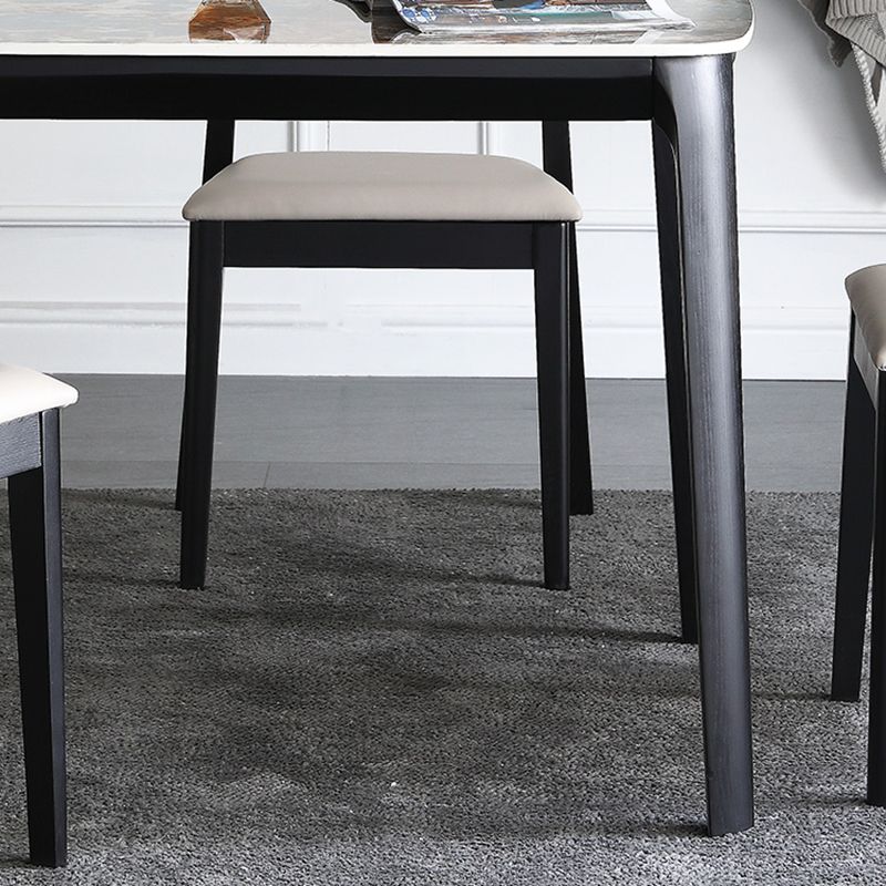 Sintered Stone Top Blue Table Modern Dining Table with Wooden Base and 4 Legs