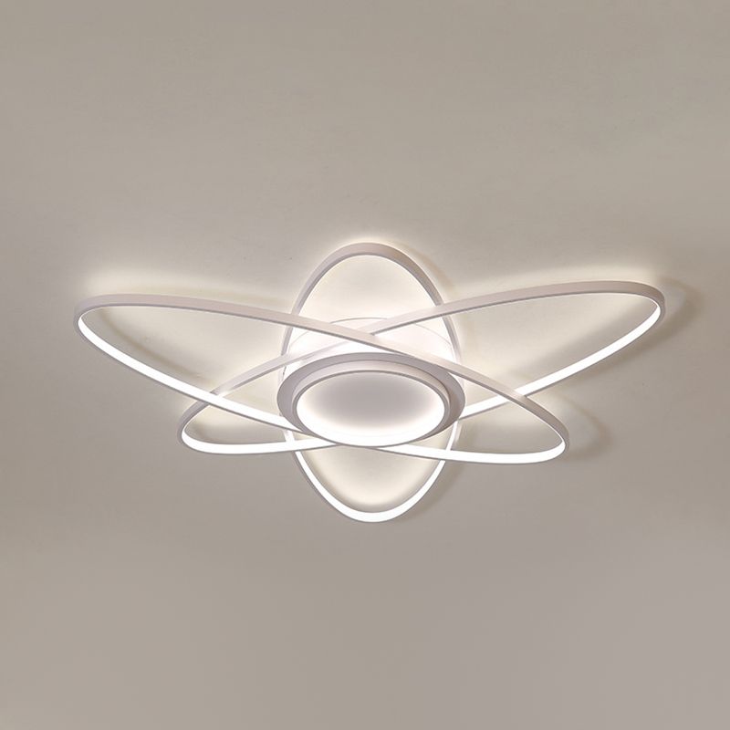 Contemporary Linear Flush Light Metal 4 Light Flush Mount Ceiling Fixture