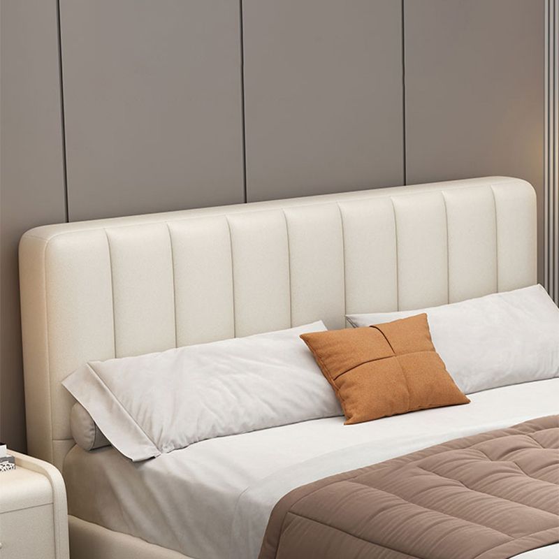 Glam Wooden Bed Frame Faux Leather Standard Bed with Legs for Bedroom