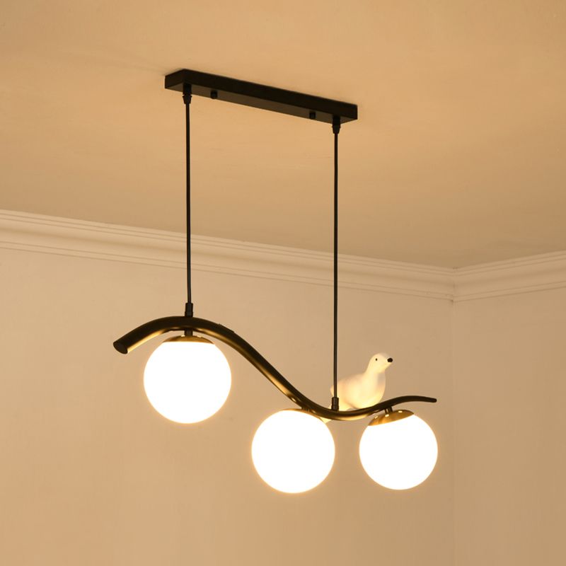 Industrial Black Kitchen Island Lighting Glass Shaded Ceiling Light for Home